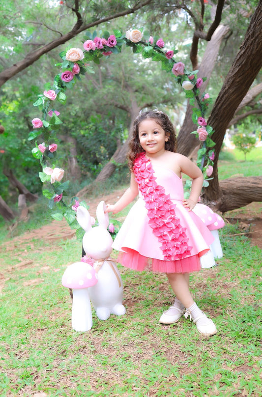 Shades Of Pink Falling Flowers Dress