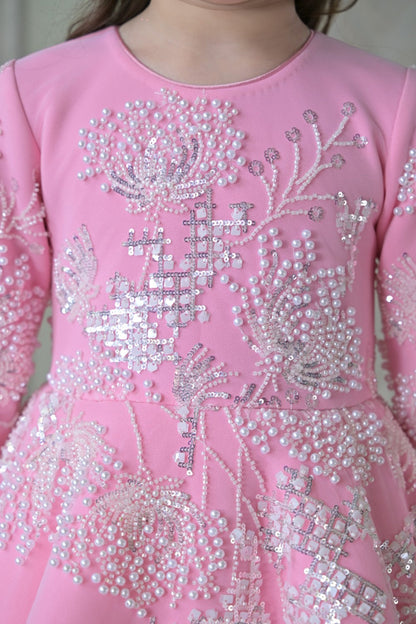 Lotus Pink Ivory Pearl Short Long Gown