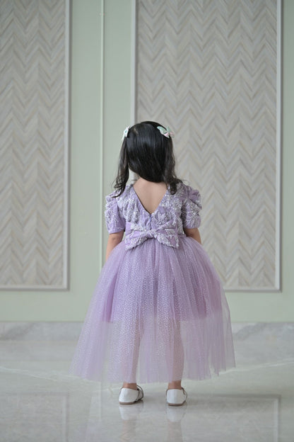 Lavender Seuence Dress With Back Flair