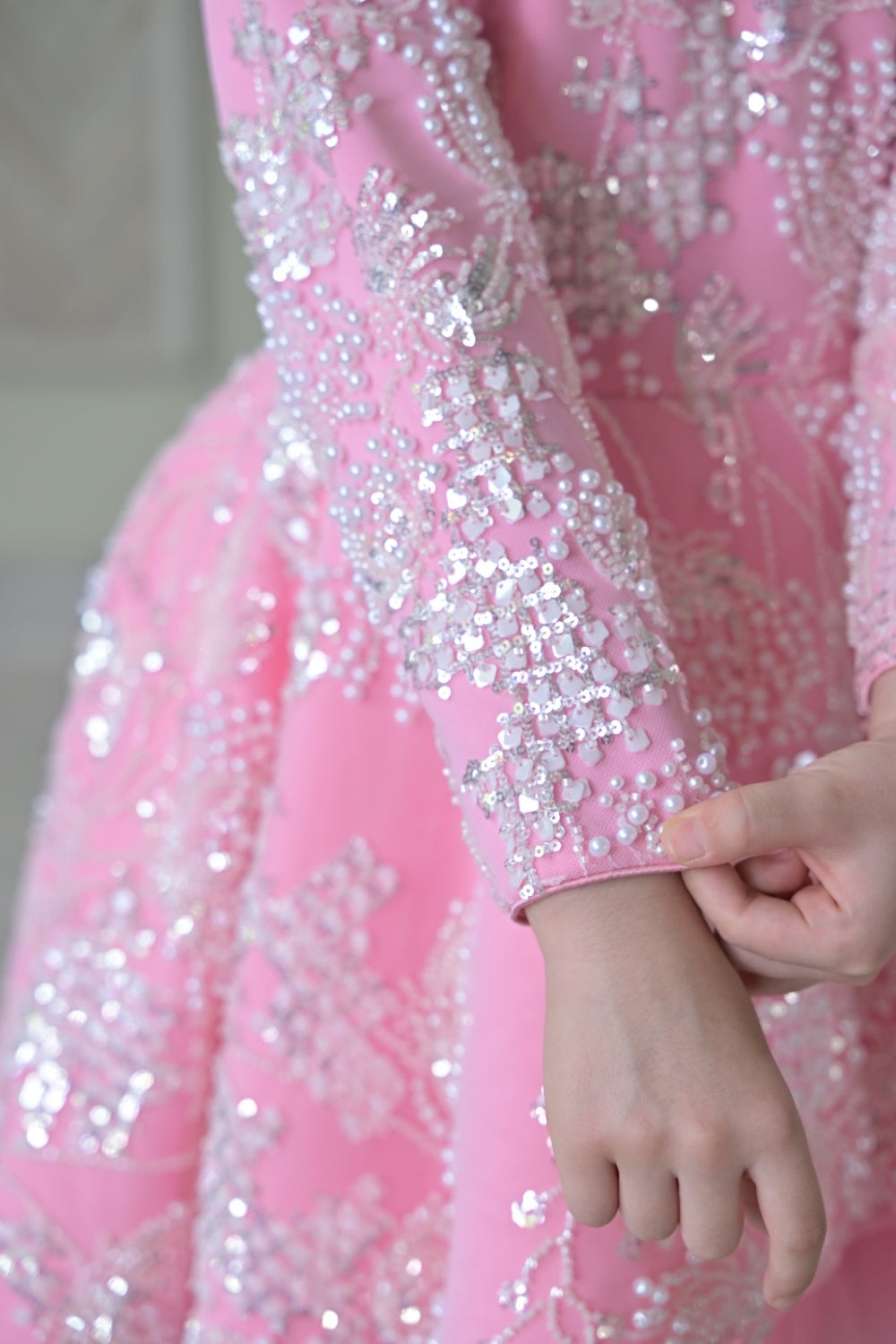 Lotus Pink Ivory Pearl Short Long Gown