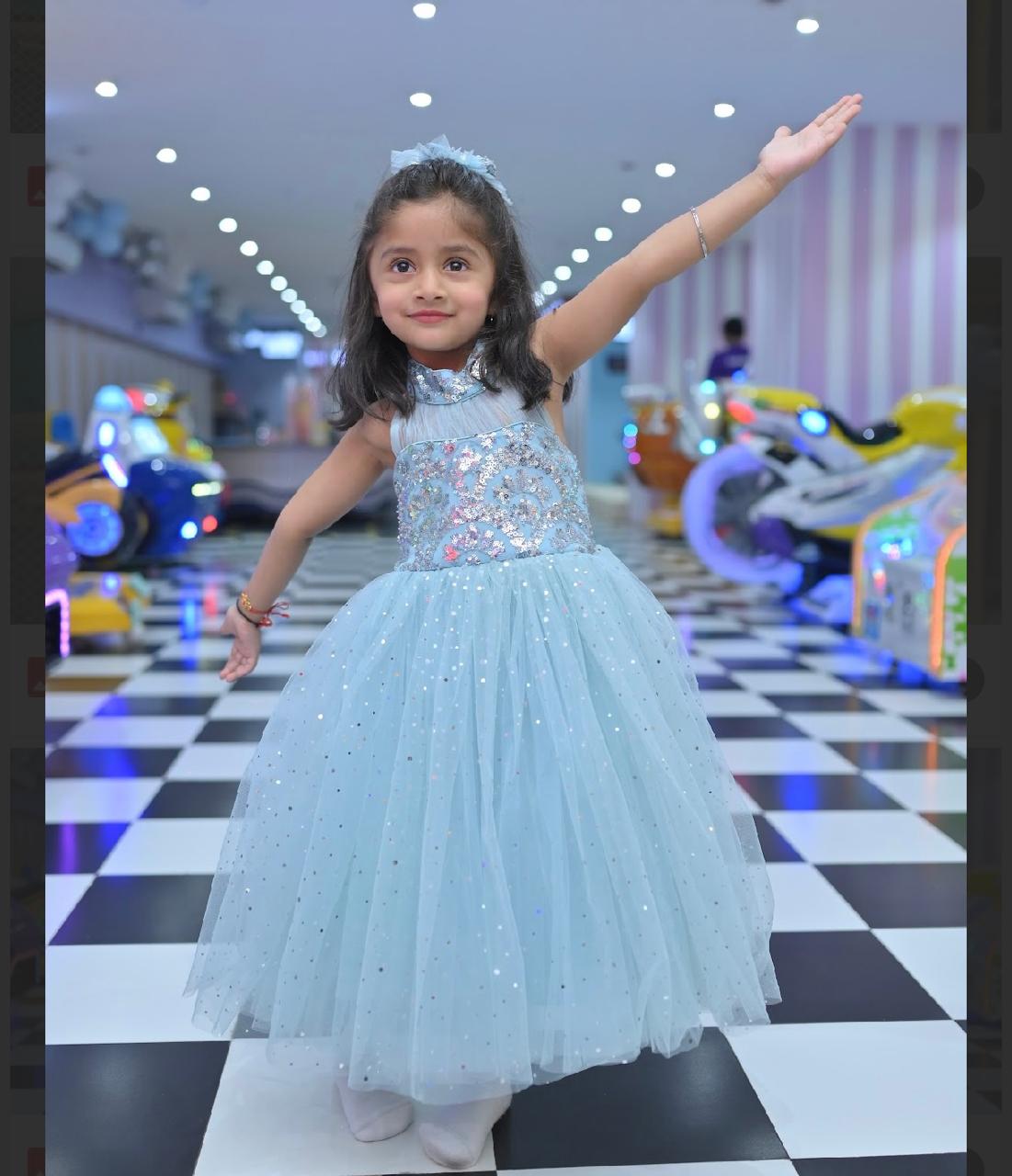 Ice Blue Sequence Backless Full Length Gown