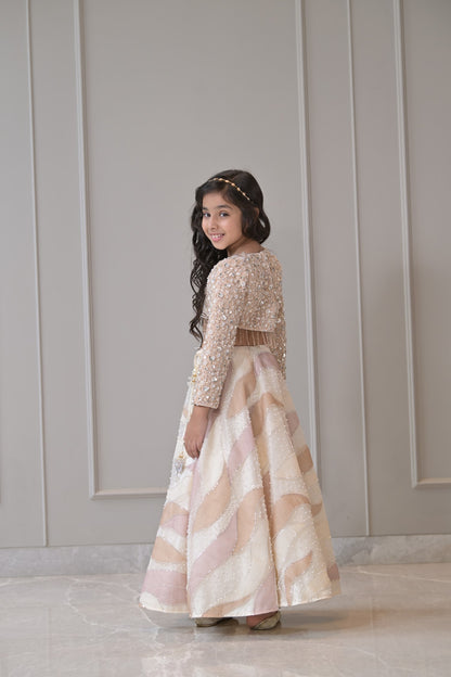Ivory Pearl Pastel Gold Sequnece Lehenga Set