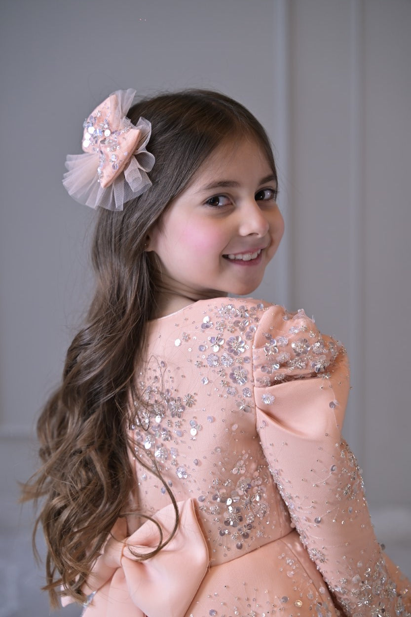 Peach Silver Jhilmil Short Long Gown