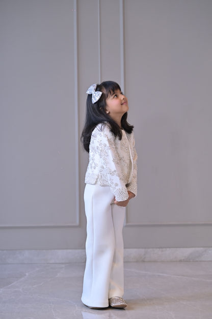 Ivory Pearl Sequence Jacket Jumpsuit