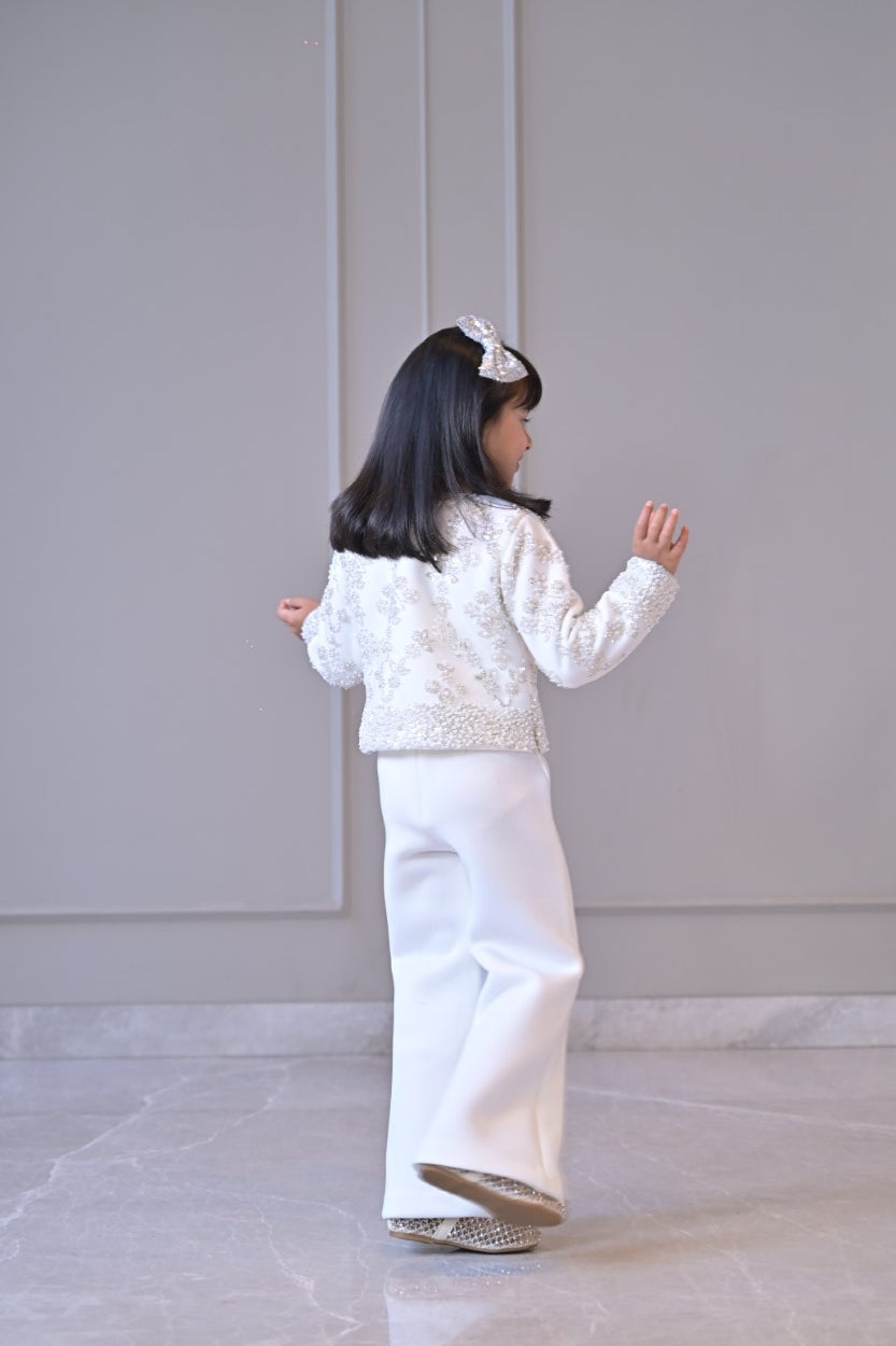 Ivory Pearl Sequence Jacket Jumpsuit