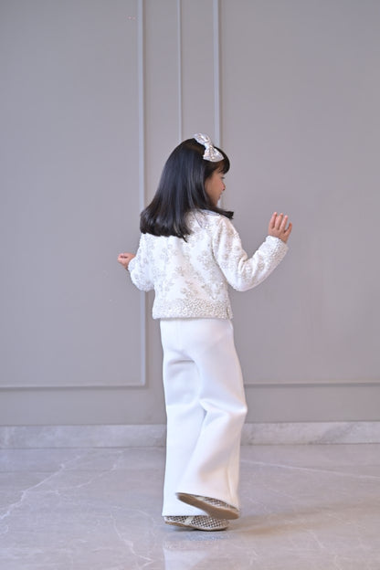 Ivory Pearl Sequence Jacket Jumpsuit