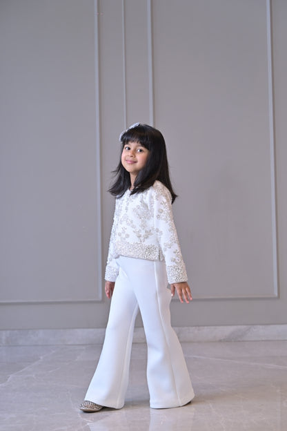 Ivory Pearl Sequence Jacket Jumpsuit