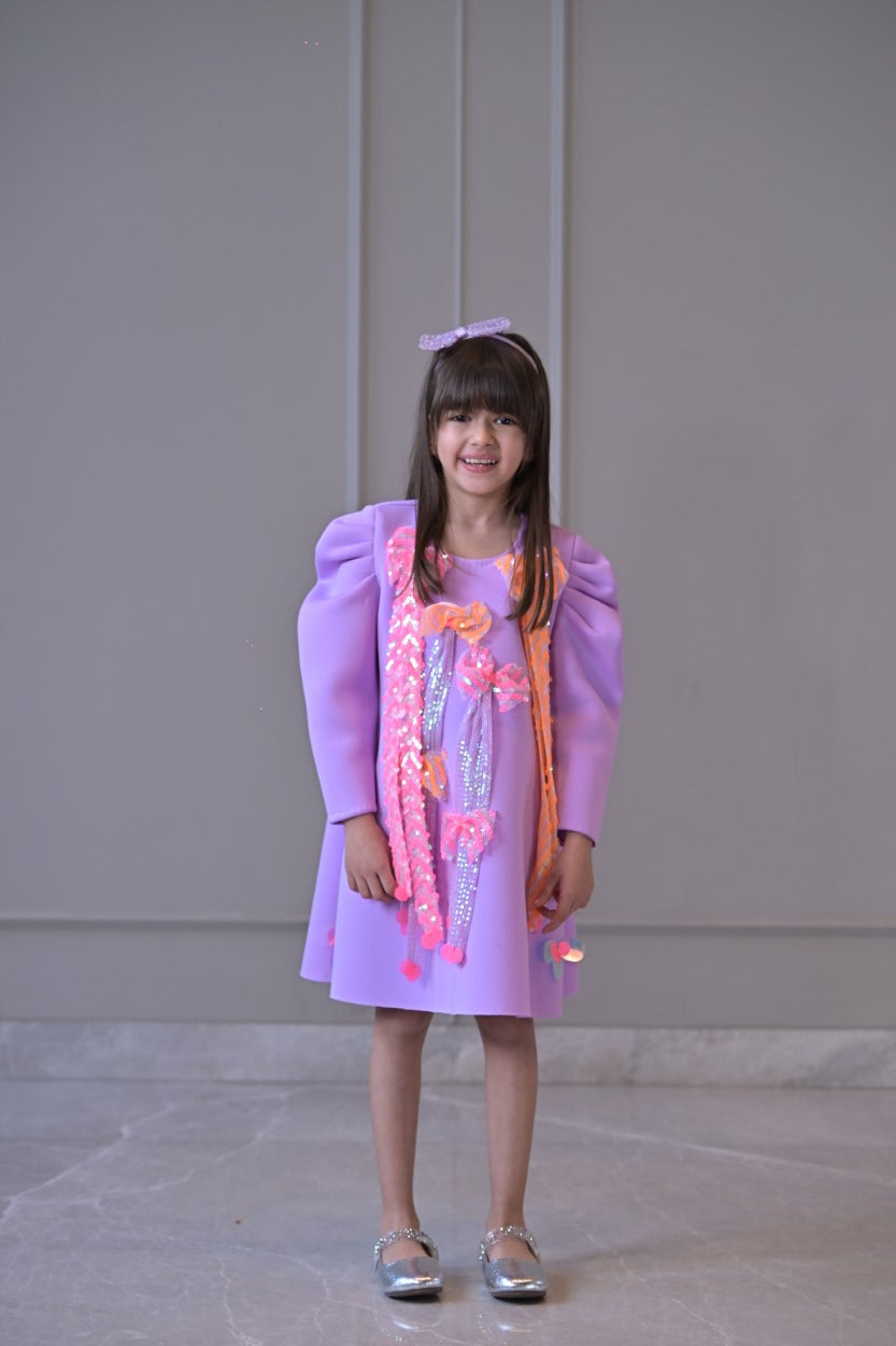 Lilac New Neon Bow Tassel Dress