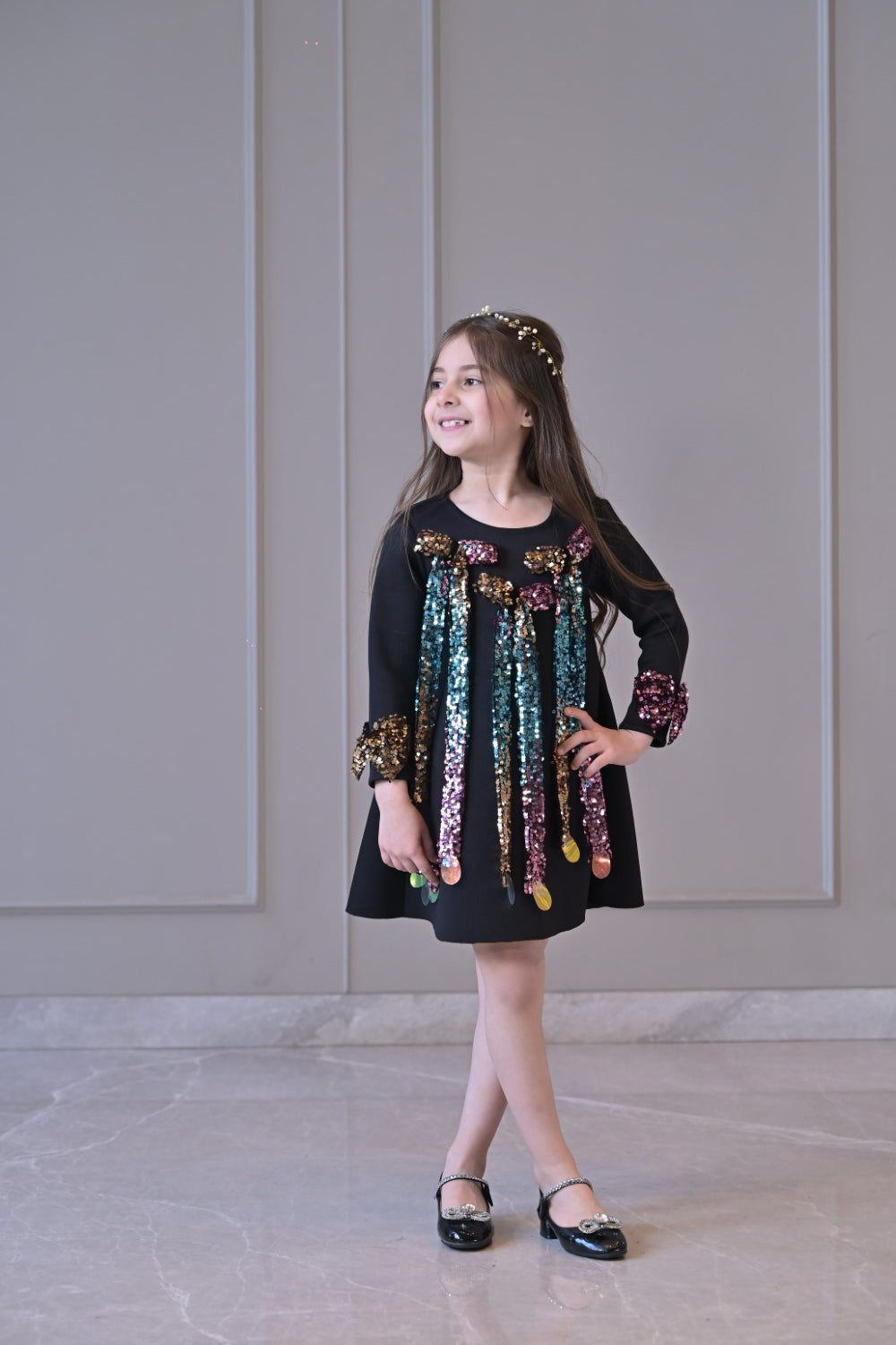 Black Disco Tassel Dress