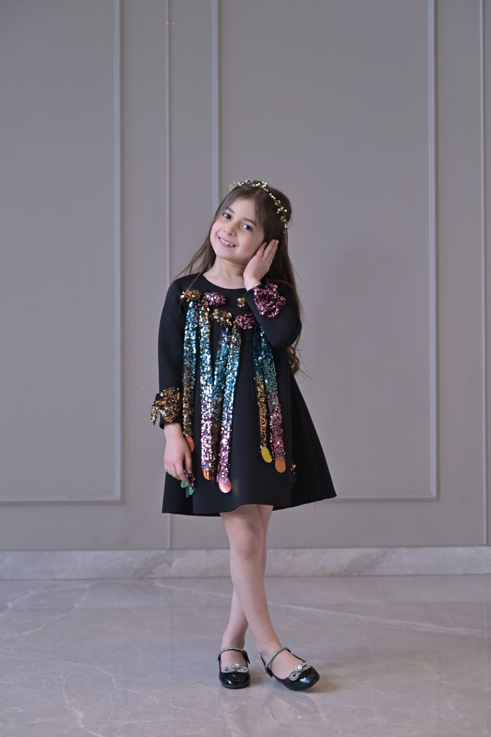 Black Disco Tassel Dress