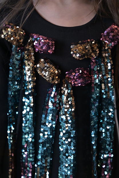 Black Disco Tassel Dress