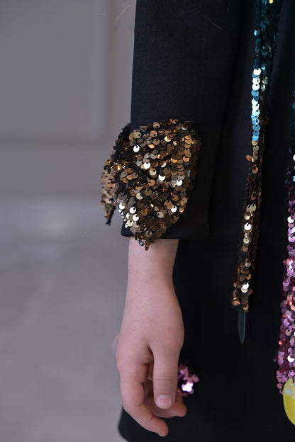 Black Disco Tassel Dress