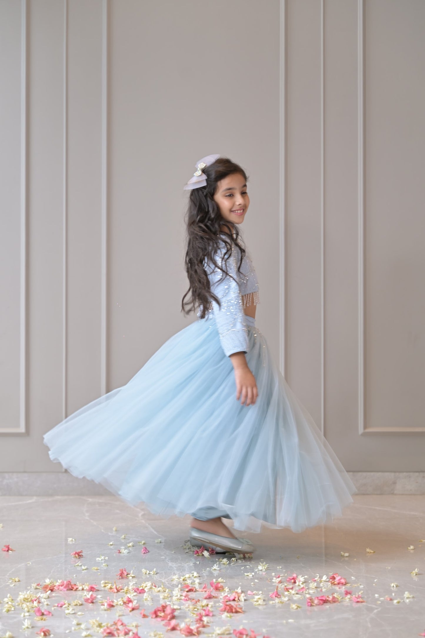 Powder Blue Silver Lehenga Set