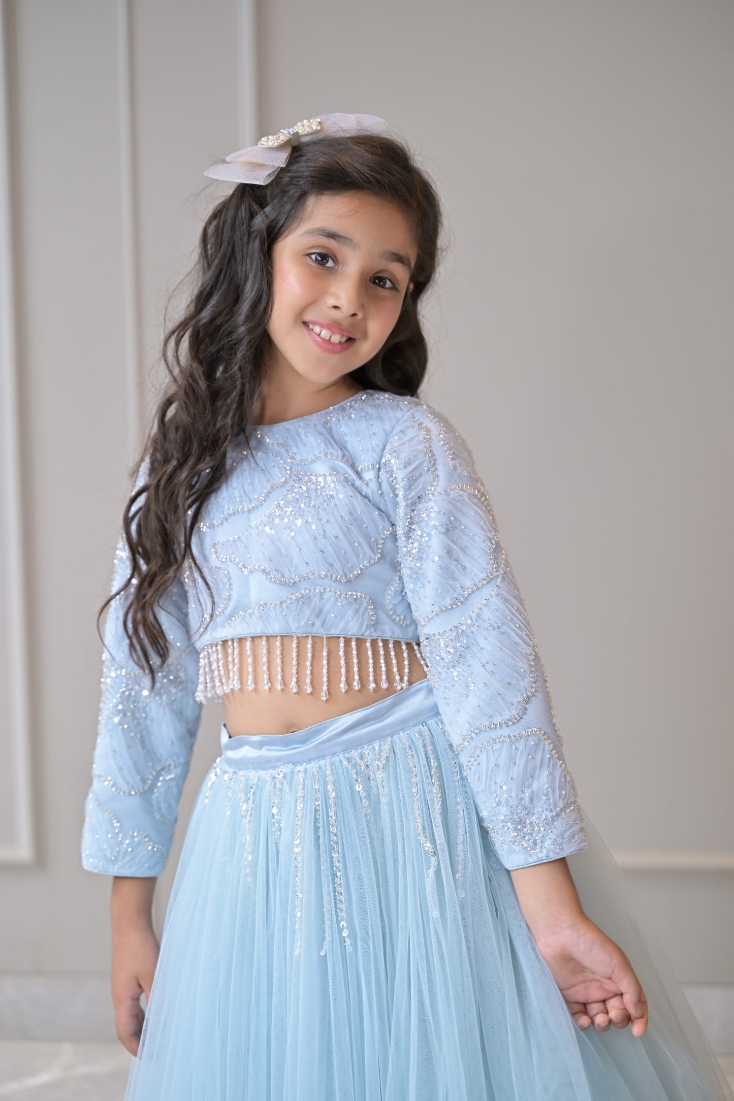 Powder Blue Silver Lehenga Set