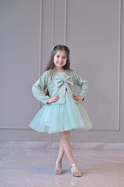 English Green Sequence Jacket Dress