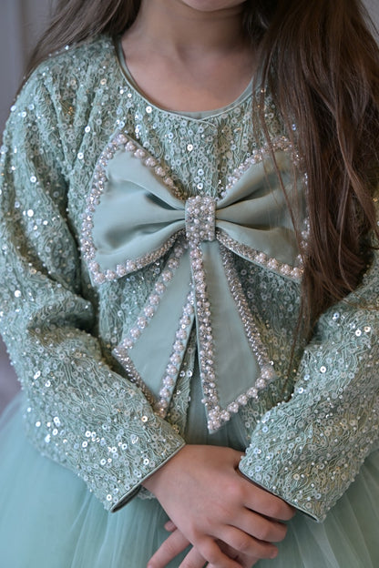 English Green Sequence Jacket Dress