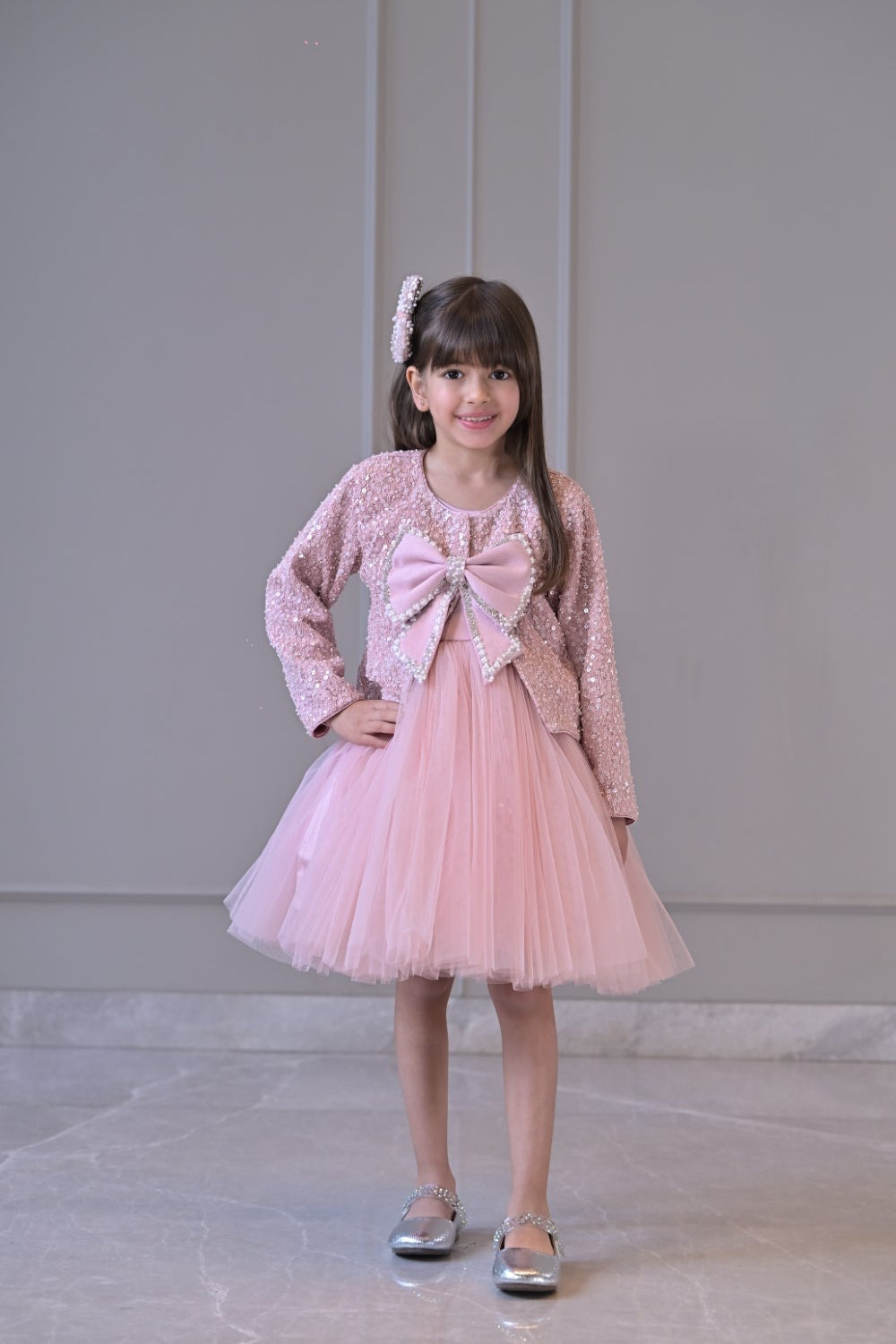 Onion Pink Sequence Jacket Dress