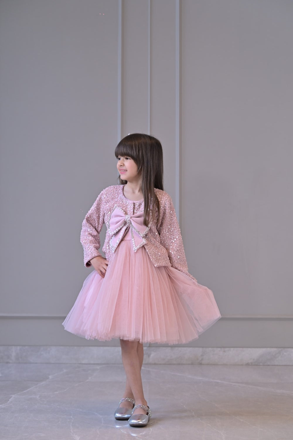 Onion Pink Sequence Jacket Dress