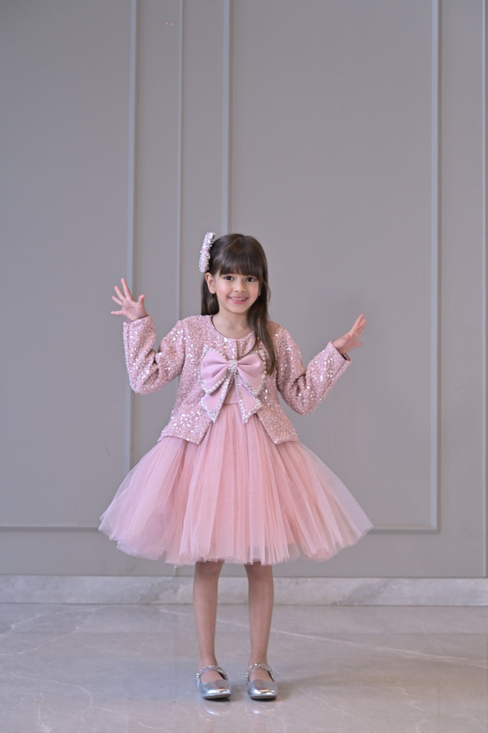 Onion Pink Sequence Jacket Dress