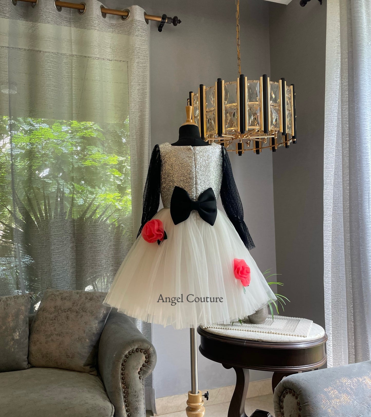 Silver Ivory Coral Rose Dress