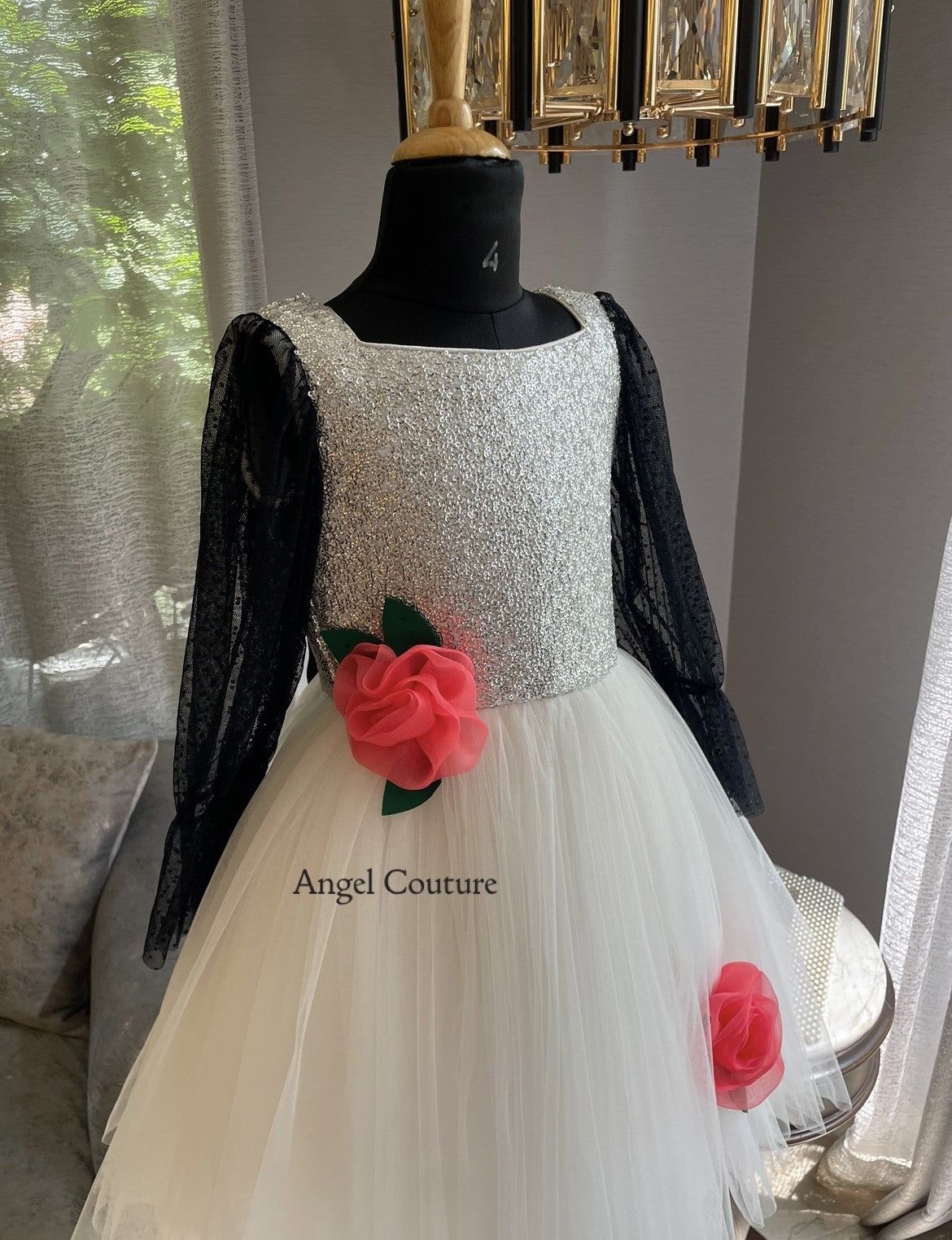 Silver Ivory Coral Rose Dress