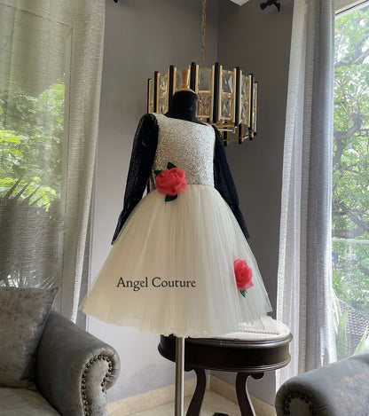 Silver Ivory Coral Rose Dress