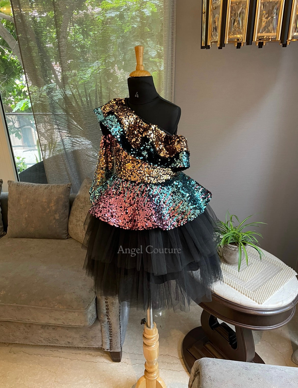 Black One Shoulder Disco Dress