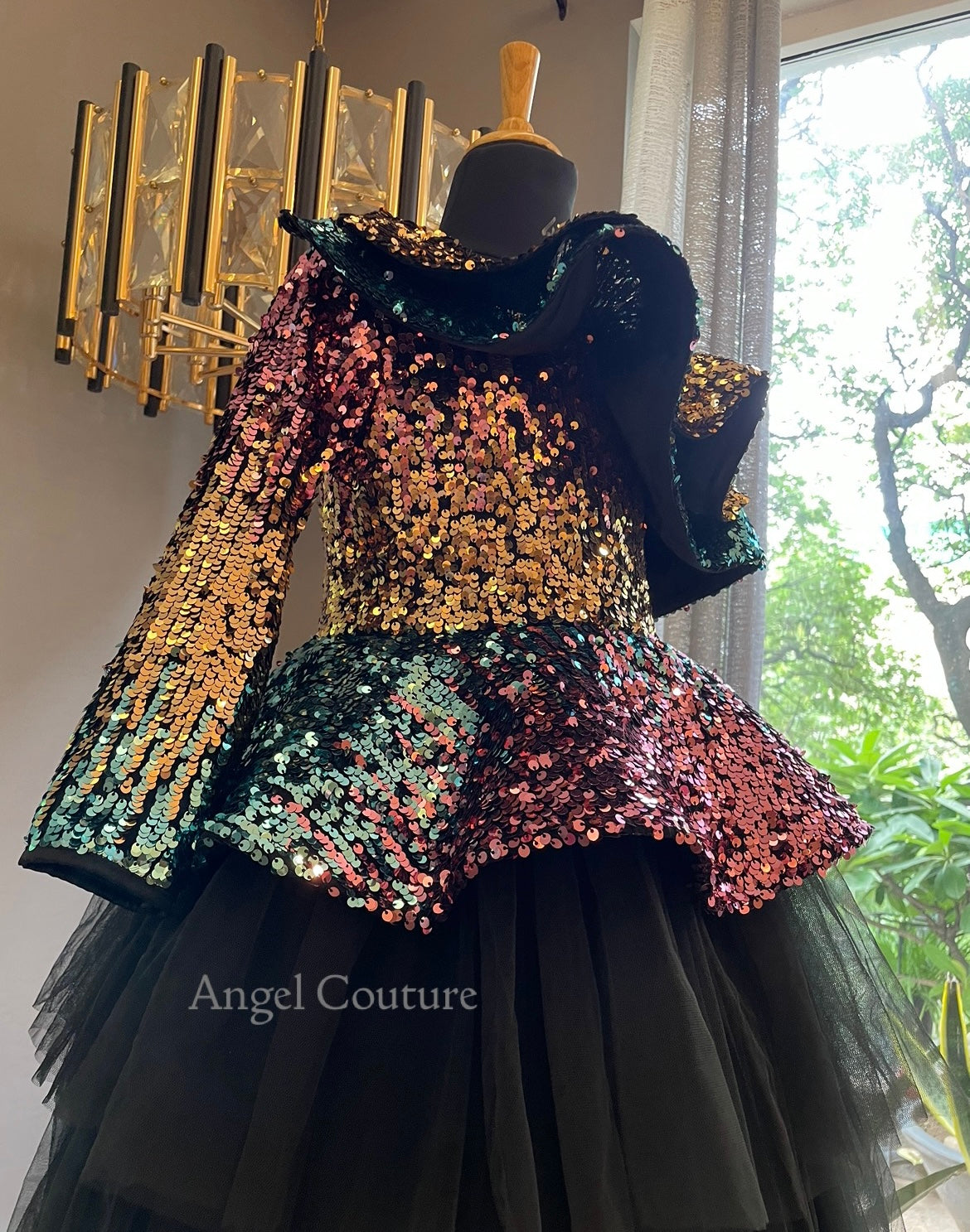 Black One Shoulder Disco Dress