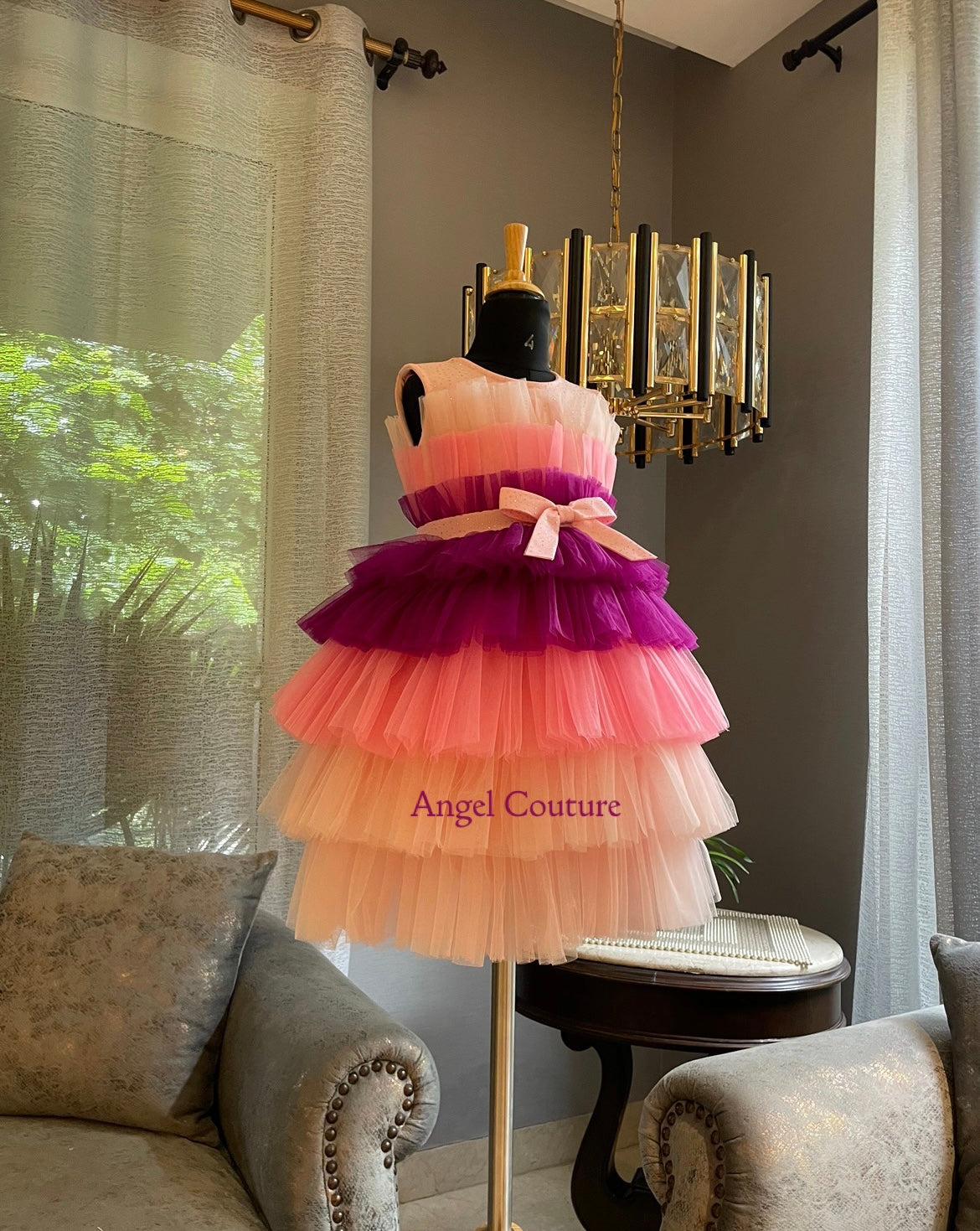 Shades Of Pink Purple Multilayer Dress