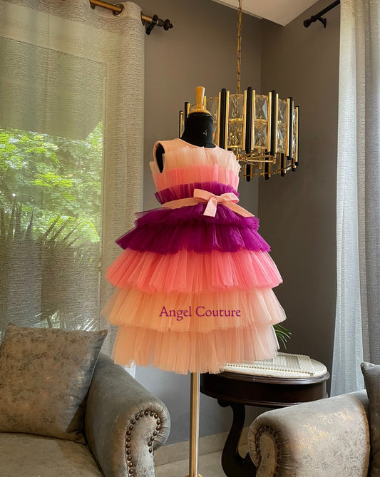 Shades Of Pink Purple Multilayer Dress