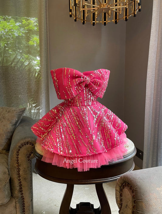 Fuchsia Pink Offshoulder Barbie Dress