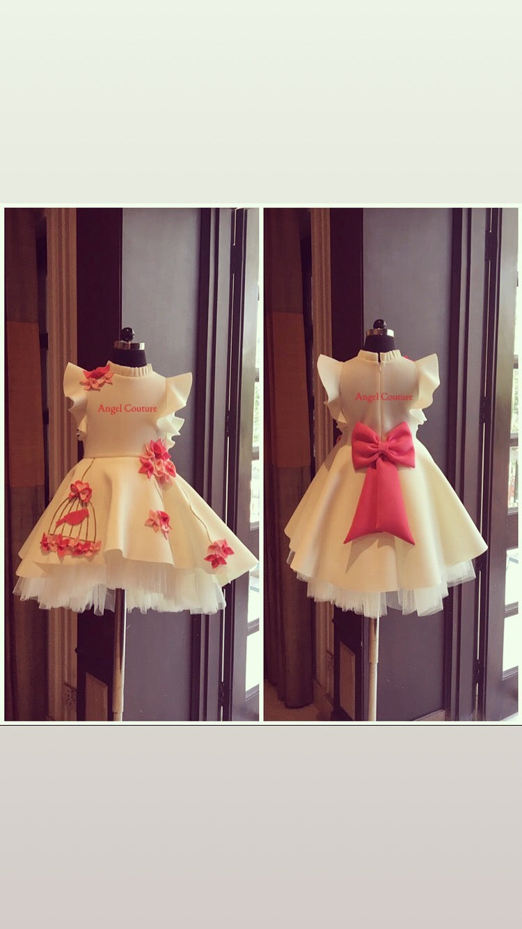 Ivory Birdcage Short Long Gown