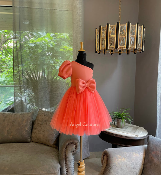 Raspberry One Shoulder Box Sleeve Dress