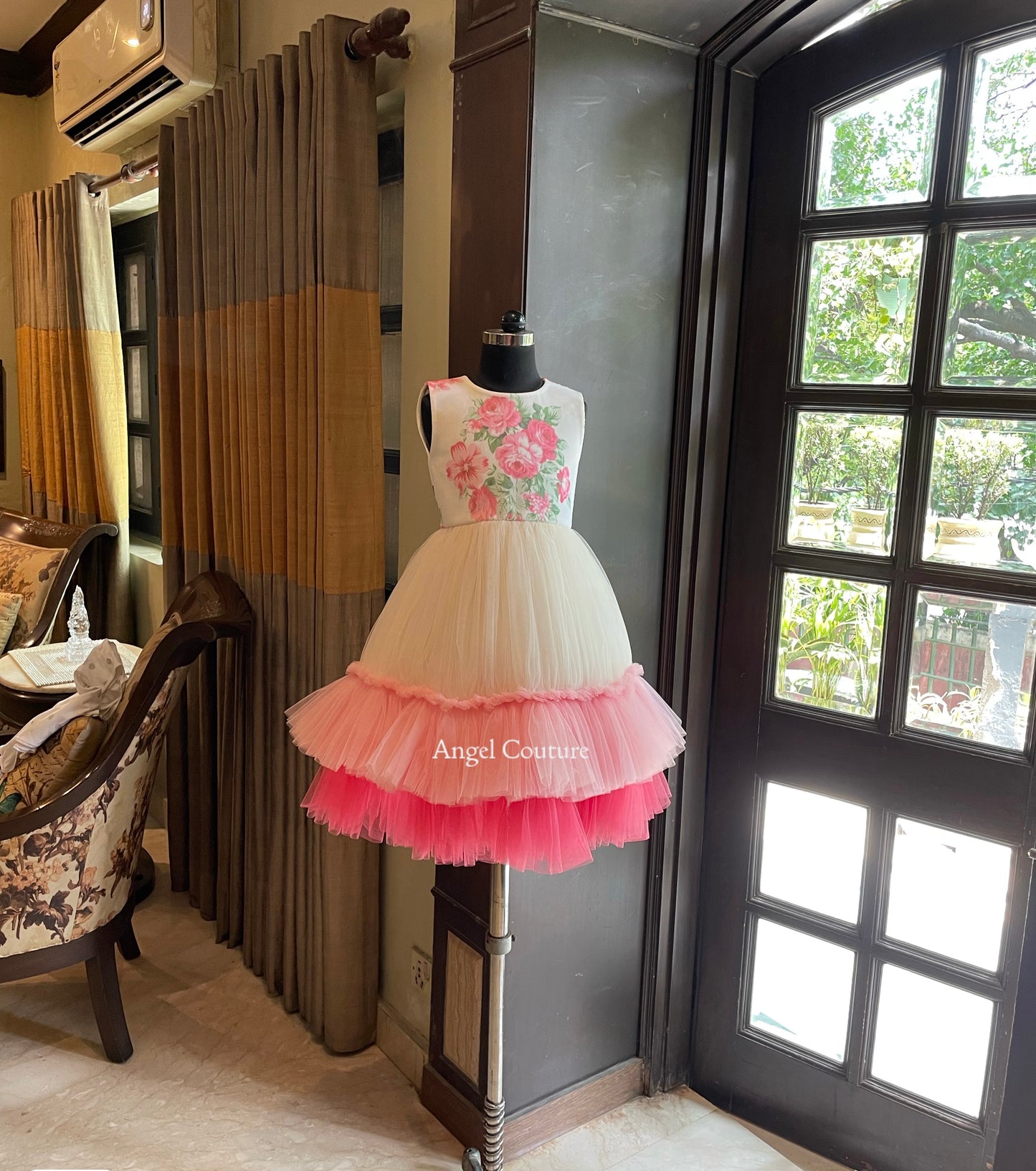 Ivory Rose Print Gown
