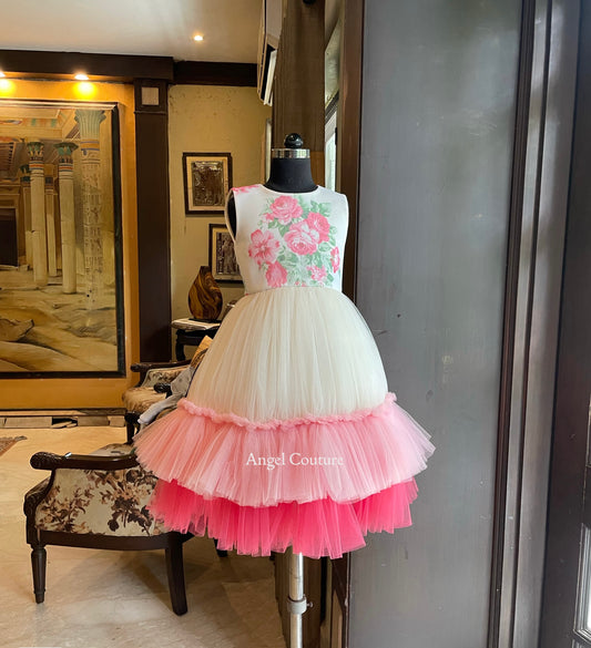 Ivory Rose Print Gown
