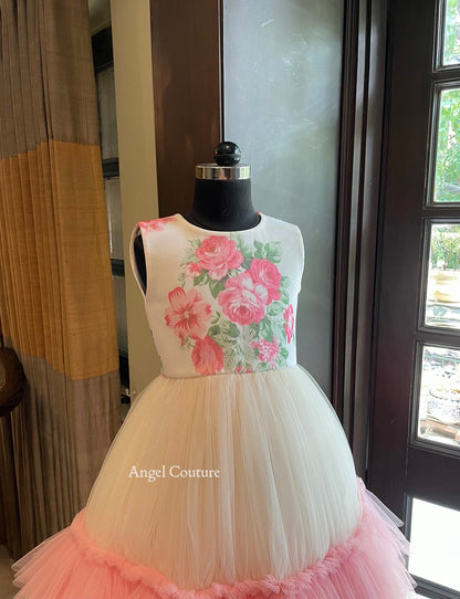 Ivory Rose Print Gown