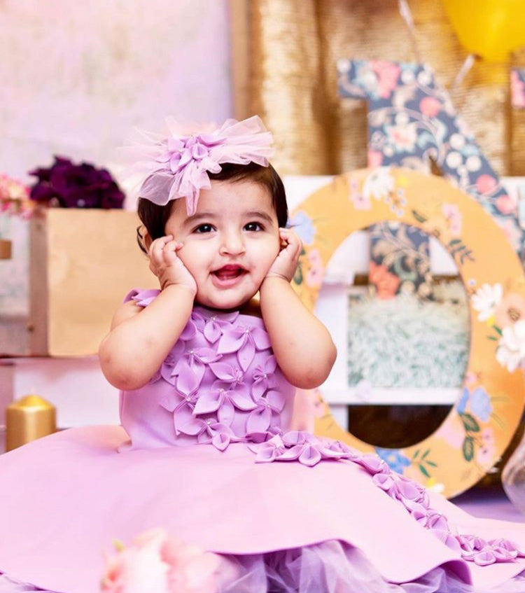 Lilac One Shoulder Falling Flowers Dress