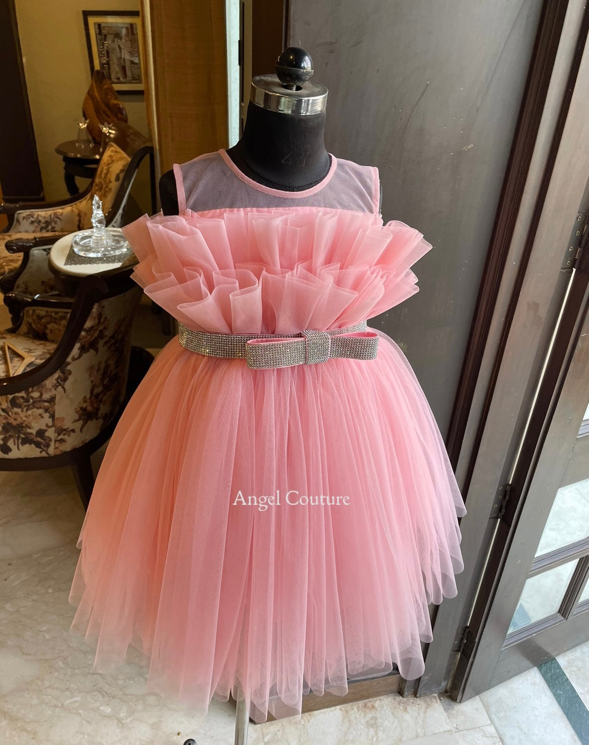 Baby Pink Swarovski Lace Dress