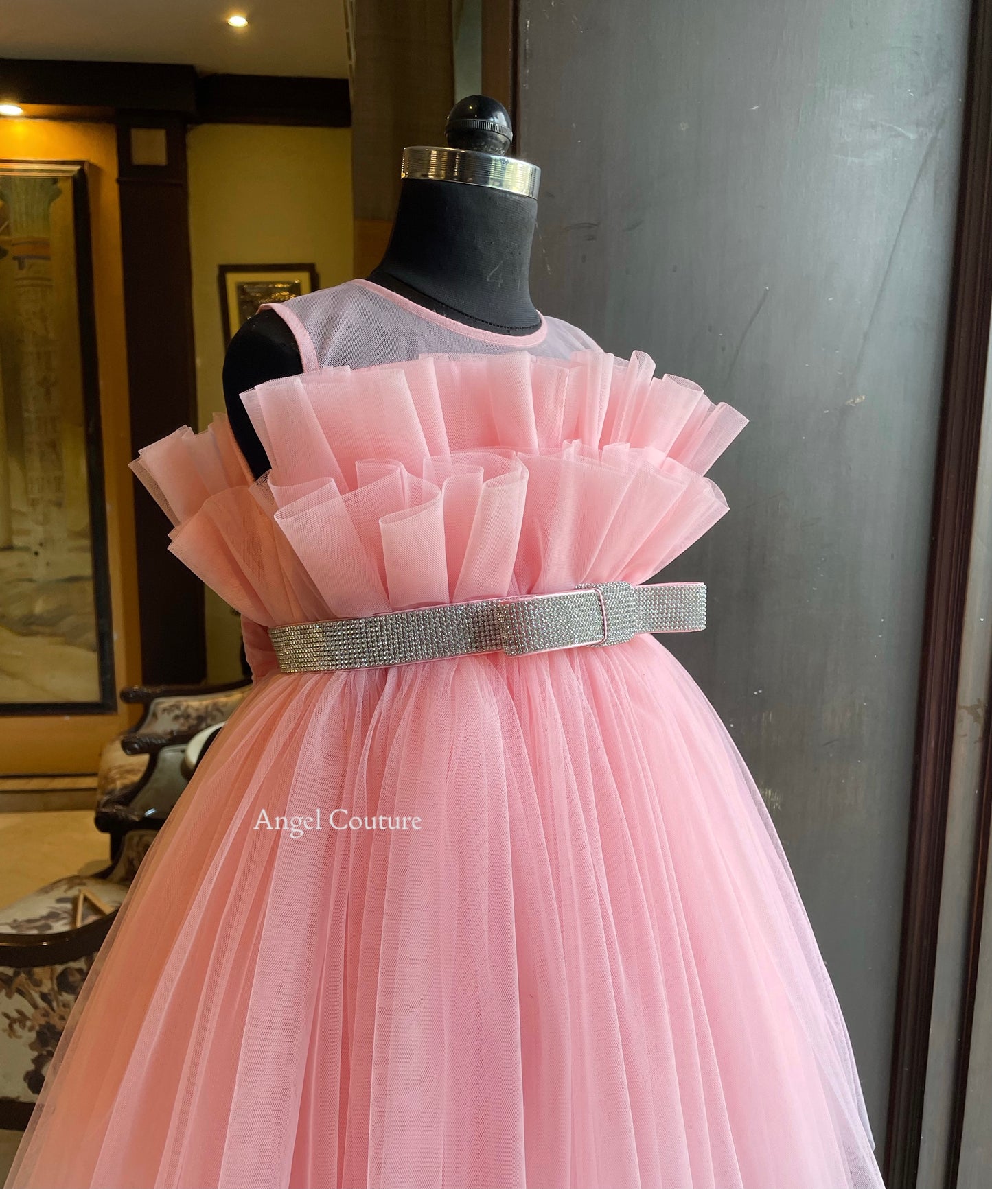 Baby Pink Swarovski Lace Dress