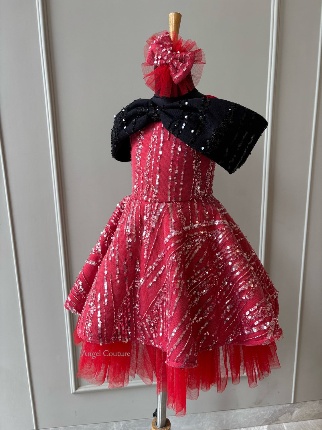 Red And Black Sequence Barbie Dress