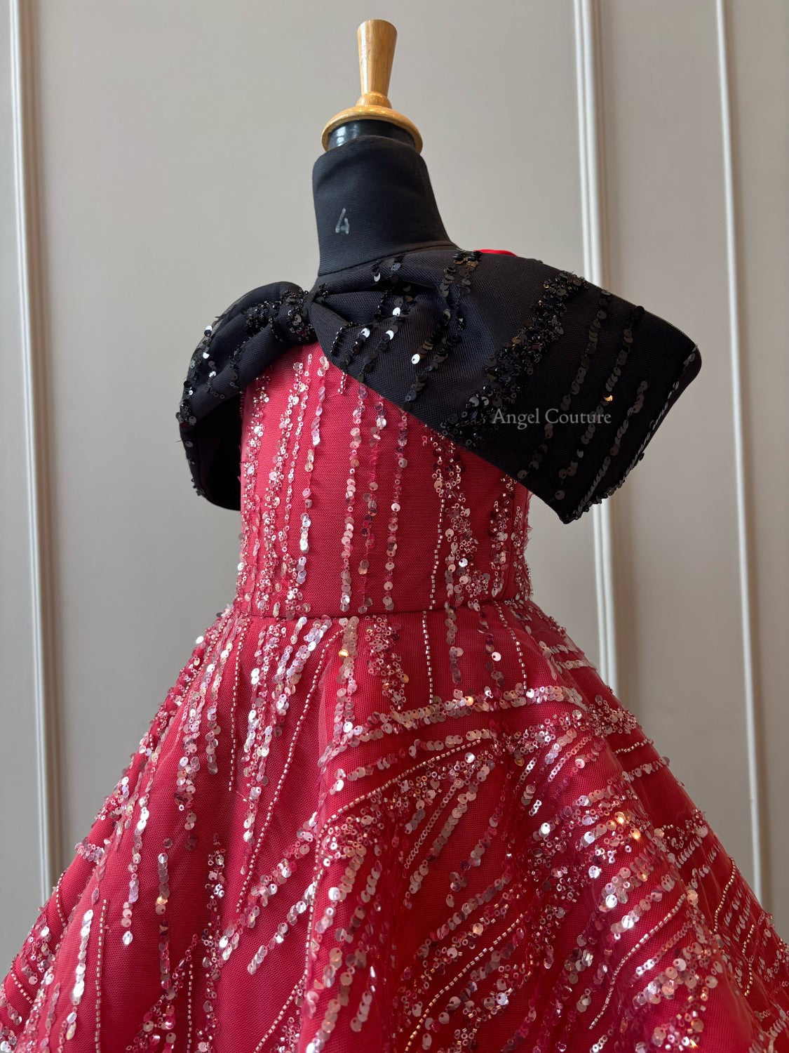 Red And Black Sequence Barbie Dress
