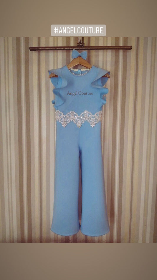 Powder Blue Ivory Lace Jumpsuit