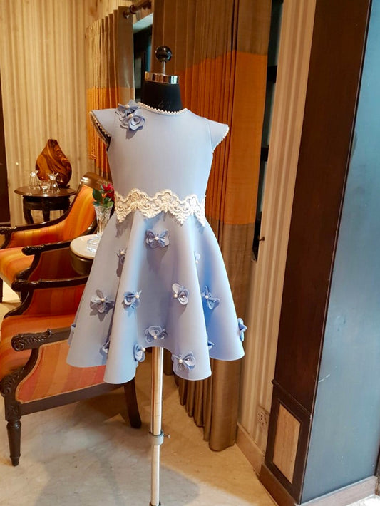 Powder Blue Heart Flower Lace Dress