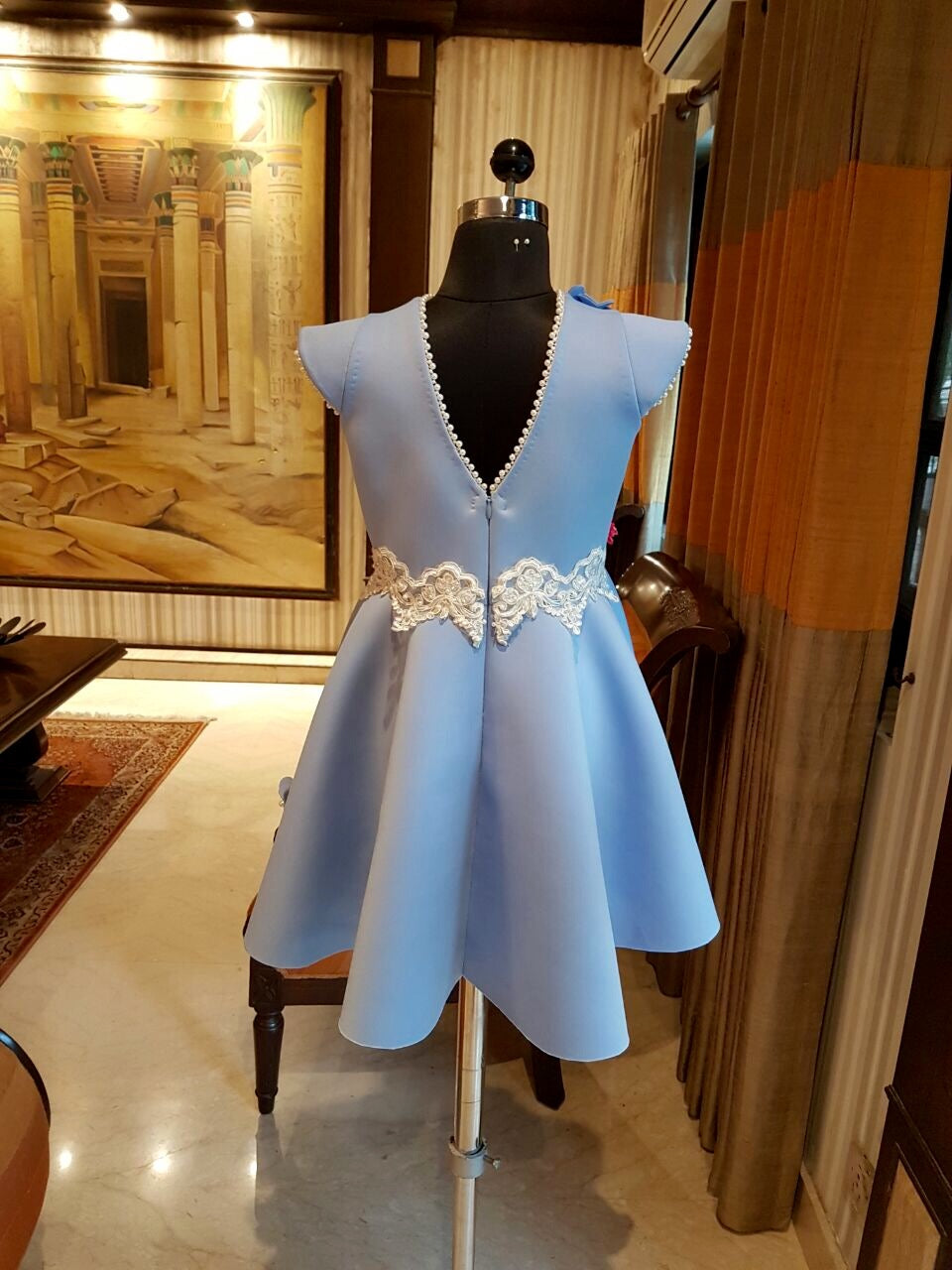 Powder Blue Heart Flower Lace Dress
