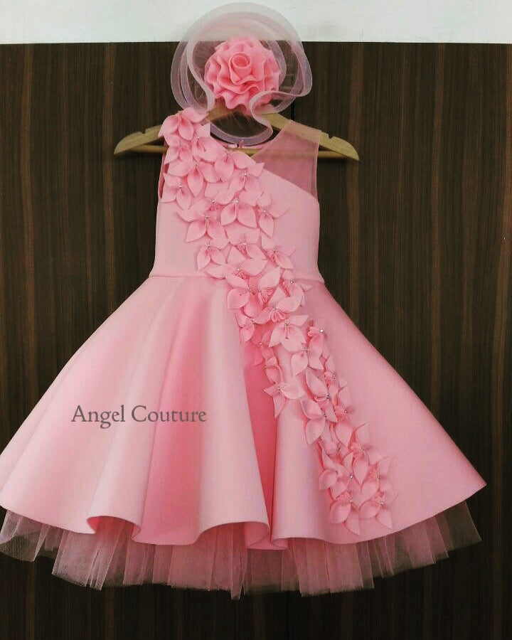 Lotus Pink Falling Fflowers Dress