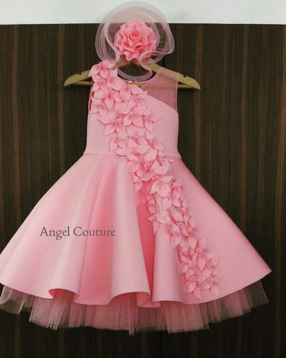 Lotus Pink Falling Fflowers Dress