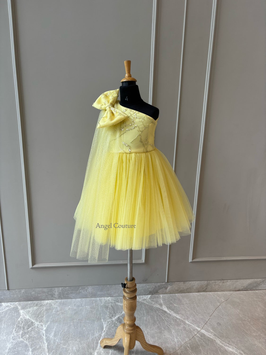 Lemon Sequence One Shoulder Glitter Drape Dress