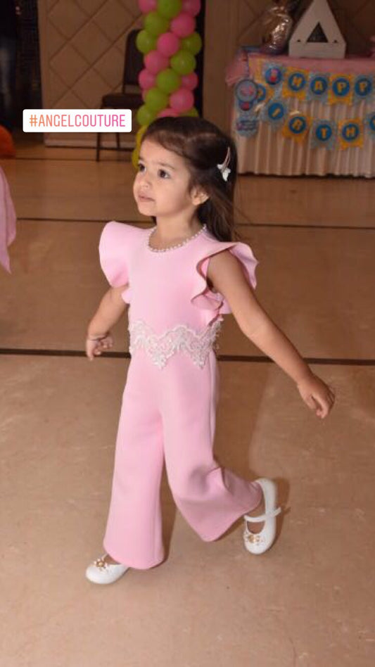 Baby Pink Lace Jumpsuit