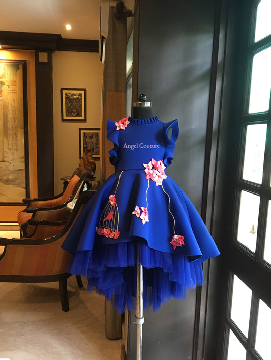 Royal Blue Birdcage Short Long Gown