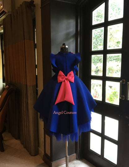 Royal Blue Birdcage Short Long Gown